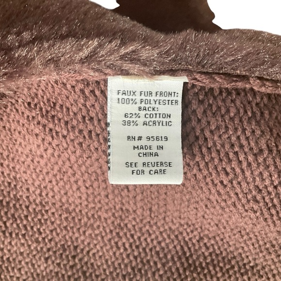 Fever Faux Fur Knit Sweater Vest Brown Medium - Picture 7 of 10